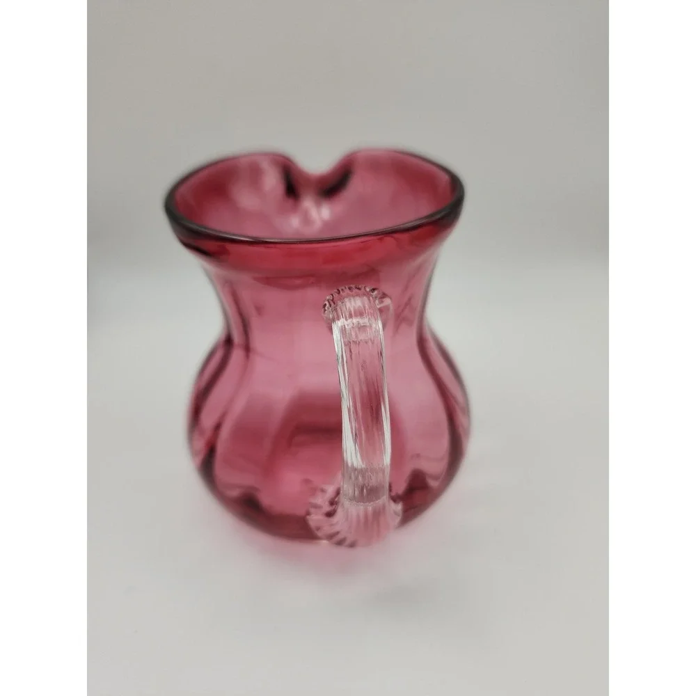 Vintage Pilgrim Cranberry Glass pitcher Charleston model creamer. 3.5